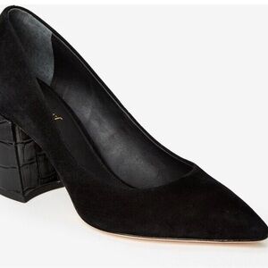 J. McLaughlin Heels Beatrice Womens 10 Suede Black 3” Leather Shoes Formal Party